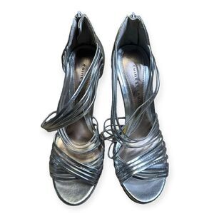Chinese Laundry Women's Silver Stiletto Heel Strappy Imagine Sandals Size 10